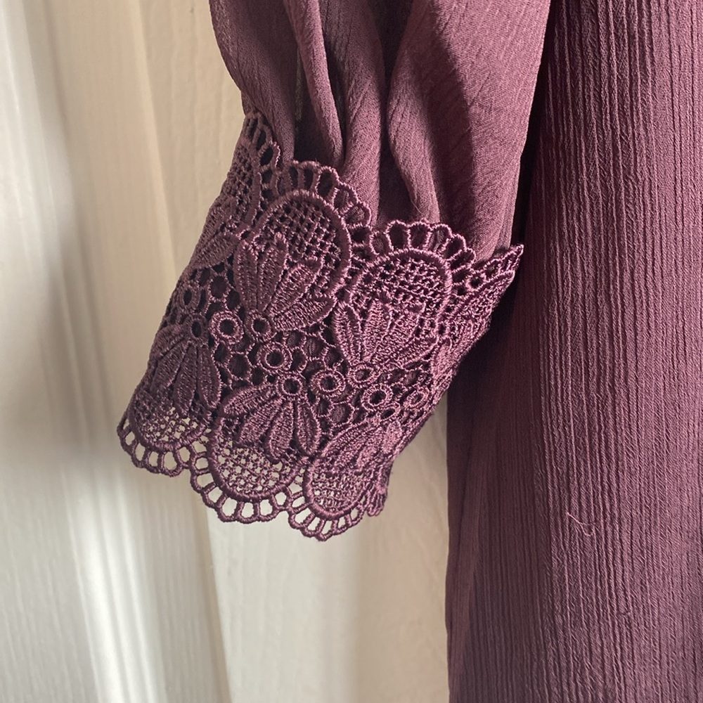 TED Baker London Elegant Lace Detail Burgundy Dress - Picture 10 of 16